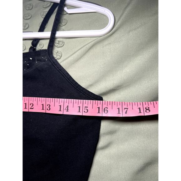 Express jeweled stretch mesh trim cami tank top built in bra womens medium y2k - Picture 7 of 9